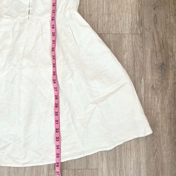 NWT Forever 21 Linen Puff Sleeve White Mini Dress Size Medium - Picture 9 of 9